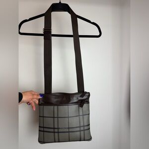 Coach Men's Plaid Messenger Bag in Gray and Brown